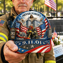 Load image into Gallery viewer, Never Forget: God Blessed Our Fallen Firefighters Memorial Classic Cap - Personalized Gift for Firefighters, Heroes, and Loved Ones