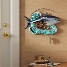 Load image into Gallery viewer, Hook, Line, and Sinker: Fishing Gear Corner Key Hanger - Personalized Gift for Fishing Lovers Wood Sign PopCulturePrints