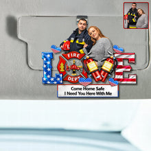 Load image into Gallery viewer, “Come Home Safe” - Firefighter Couple Car Visor Clip - Personalized Custom Photo Gift for Couples Car Visor Clip PopCulturePrints