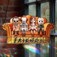 Load image into Gallery viewer, “Chill with Your Creepy Crew!” - Personalized Suncatcher for Horror Fans - Perfect Gift for Friends & Movie Lovers Ornament PopCulturePrints