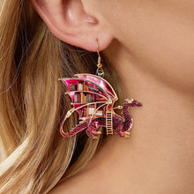 Load image into Gallery viewer, "Unleash Your Imagination with a Touch of Elegance" - Mystical Dragon Book Acrylic Earrings - Personalized Gift for Book Lovers Earrings PopCulturePrints