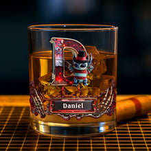 Load image into Gallery viewer, Cute Monster Letter Round Glass - Personalized Fun Drinkware for Halloween Enthusiasts Whiskey Glass PopCulturePrints