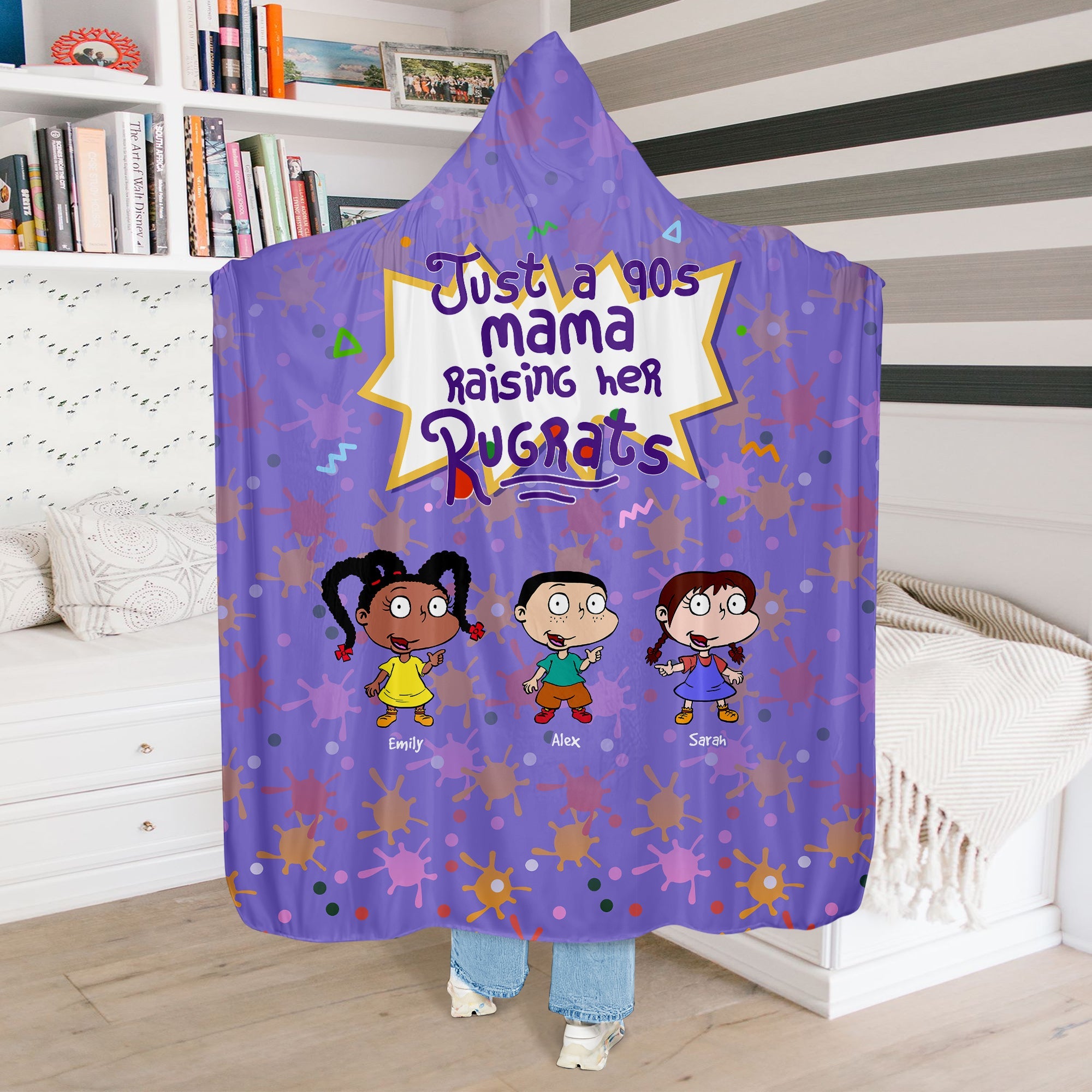Customizable Mom's Cozy Cartoon Hoodie Blanket Blanket PopCulturePrints