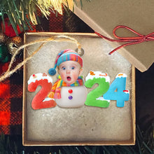 Load image into Gallery viewer, Baby's First Christmas 2024 Photo Ornament Ornament PopCulturePrints