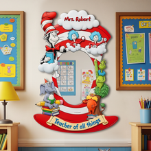 Load image into Gallery viewer, "Celebrate Teaching with Joy!" - Whimsical Classroom Characters Mirror - Personalized Gift for Teachers Mirror PopCulturePrints