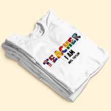 Load image into Gallery viewer, Custom Teacher Shirt with Superhero Alphabet Design Shirts PopCulturePrints