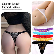 Load image into Gallery viewer, Custom Crystal Letter Bikini Panties for Girlfriend Underwear PopCulturePrints