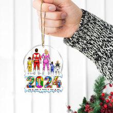 Load image into Gallery viewer, Personalized Family Acrylic Ornament: Superhero Theme for 2024 Ornament PopCulturePrints