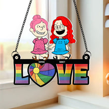 Load image into Gallery viewer, Personalized Cartoon Couple LOVE Hanging Ornament Suncatcher PopCulturePrints