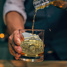 Load image into Gallery viewer, “Adventure Awaits!” - Trail Rider Whiskey Glass - Personalized Gifts For Off-road Lovers Whiskey Glass PopCulturePrints