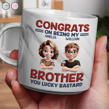 Load image into Gallery viewer, Congrats On Being My Brother Sister Bestie - Personalized Marble Mug Marble Mug PopCulturePrints