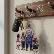 Load image into Gallery viewer, “The Strongest Bonds Unite” - Warrior Father & Mini Ninja Keychain - Personalized Gift for Dad, Grandpa, and More Keychains PopCulturePrints