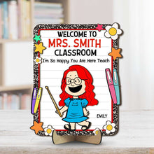 Load image into Gallery viewer, Personalized Teacher Classroom Welcome Sign - Cartoon Character Theme Wood Sign PopCulturePrints
