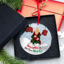 Load image into Gallery viewer, Personalized Christmas Couple Ornament - Naughty is the New Nice | Valentine's Day Gifts Ornament PopCulturePrints