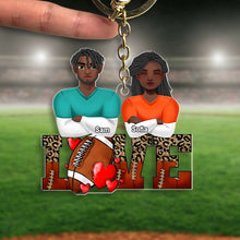 Load image into Gallery viewer, Personalized Acrylic Keychain for Football Lovers - Couple Valentine Edition Keychains PopCulturePrints