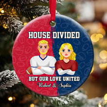 Load image into Gallery viewer, Custom Football Couple Ornament | House Divided | Valentine's Day Gifts Ornament PopCulturePrints
