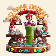 Load image into Gallery viewer, "It's-a-Me, Daddy!" - Custom Retro Runner Dad Acrylic Plaque - Personalized Gifts for Dads, Grandpas, and More Shaped Plaques PopCulturePrints