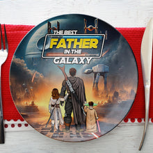 Load image into Gallery viewer, The Best Father in the Galaxy - Personalized Ceramic Round Plate Ceramic Round Plate PopCulturePrints