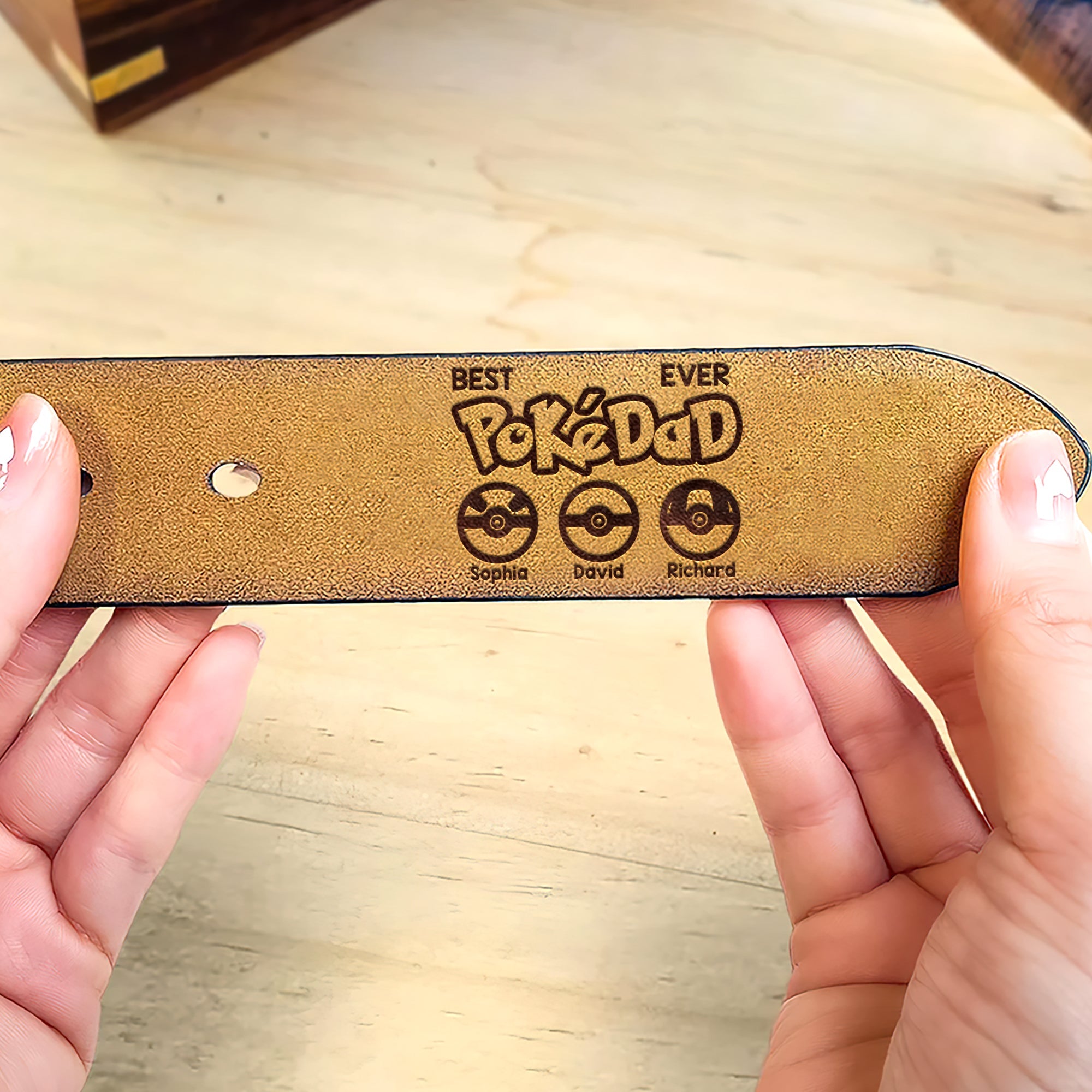 Custom 'PokeDad' Pokemon-Inspired Leather Belt for Father's Day Belts PopCulturePrints