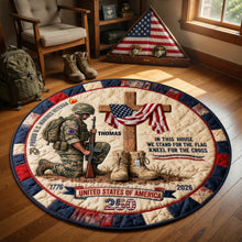 Load image into Gallery viewer, In This House We Stand for the Flag - Proud Military House Quilted Round Rug - Personalized Gift for Veterans Doormat PopCulturePrints