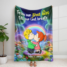 Load image into Gallery viewer, Personalized Couple Blanket: From Our First Kiss to Our Last Breath Blanket PopCulturePrints