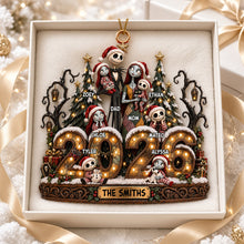Load image into Gallery viewer, “Celebrate Your Spooky Family Spirit” - Spooky Family Christmas Ornament - Personalized Gifts for Family Ornament PopCulturePrints