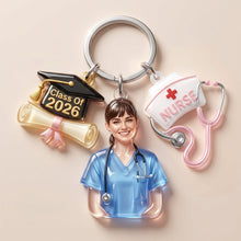 Load image into Gallery viewer, Celebrate Your Achievement: Proud Nurse Graduate Tag Keychain - Personalized Custom Photo Gift for Nurses Keychains PopCulturePrints