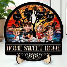 Load image into Gallery viewer, Home Sweet Home Family - Personalized 2-Layered Wooden Plaque with Stand Wooden Plaque PopCulturePrints