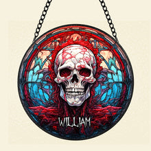 Load image into Gallery viewer, Customizable Skull Halloween Stained Glass Suncatcher Suncatcher PopCulturePrints
