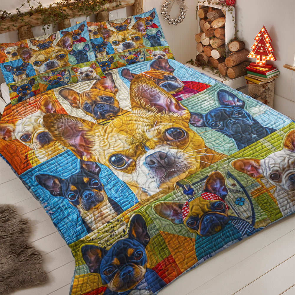 Chihuahua Lover's Christmas Quilt Bed Set - Delightful Dog Gifts Blanket PopCulturePrints