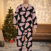 Load image into Gallery viewer, Festive Christmas Tree Button-Up Pajama Set Pajama Set PopCulturePrints