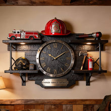 Load image into Gallery viewer, Honor, Service, Sacrifice - Personalized Firefighter Acrylic Hanging Wall Clock Hanging Wall Clock PopCulturePrints