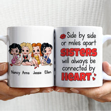 Load image into Gallery viewer, Personalized Sisters Forever Connected Coffee Mug Coffee Mug PopCulturePrints