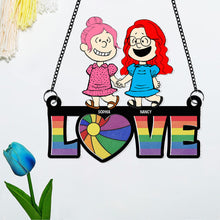 Load image into Gallery viewer, Personalized Cartoon Couple LOVE Hanging Ornament Suncatcher PopCulturePrints