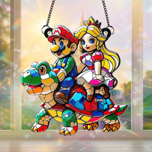 Load image into Gallery viewer, "Celebrate Your Love with Custom Touch - Personalized Suncatcher Ornament for Gaming Couples" Ornament PopCulturePrints