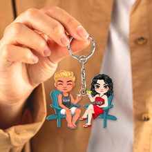 Load image into Gallery viewer, Personalized Couple Keychain - Unique Valentine's Day Gifts for Drink Lovers Keychains PopCulturePrints