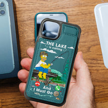 Load image into Gallery viewer, The Lake is Calling - Personalized Leather Flip Wallet Phone Case for Fishing Lovers Phone Case PopCulturePrints