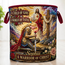 Load image into Gallery viewer, Kneeling Knight Quilted Laundry Basket - Personalized Gifts For Christians 01hudt180726 Laundry Basket PopCulturePrints