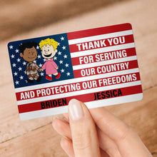 Load image into Gallery viewer, "Thank You for Serving Our Country" - Personalized Aluminum Wallet Card Gift for Veteran Couples Wallet Card PopCulturePrints