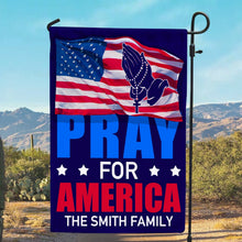 Load image into Gallery viewer, Personalized Pray For America Garden Flag - Custom Family Name Garden Flag PopCulturePrints