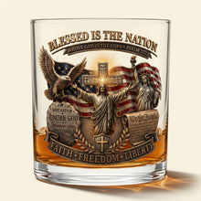 Load image into Gallery viewer, "Blessed is the Nation" - Patriotic Glass - Personalized Gifts for Freedom Lovers