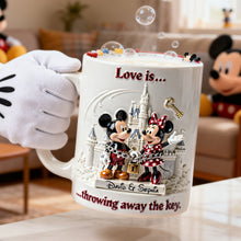 Load image into Gallery viewer, Love is... throwing away the key - Personalized Couple Coffee Mug Coffee Mug PopCulturePrints