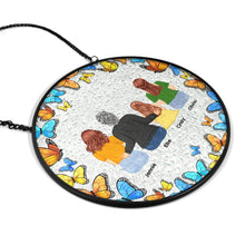 Load image into Gallery viewer, "Cherished Memories: Personalized Floral Frame - Stained Glass Window Hanging for Grandma, Mom & Loved Ones" Suncatcher Ornament PopCulturePrints