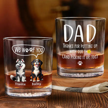 Load image into Gallery viewer, We Woof You, Personalized Whiskey Glass - Perfect Gift for Dog Lovers, Dads, and Grandpas Whiskey Glass PopCulturePrints