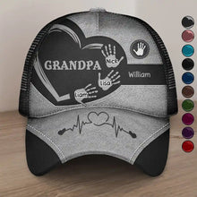 Load image into Gallery viewer, Personalized Grandpa Handprints Cap - Meaningful Gift for Dad, Grandma, Kids & Any Loved One Mesh-back Casual Cap PopCulturePrints