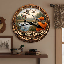 Load image into Gallery viewer, Smokin' Quack Wall Clock - Personalized Gift for Hunters Hanging Wall Clock PopCulturePrints