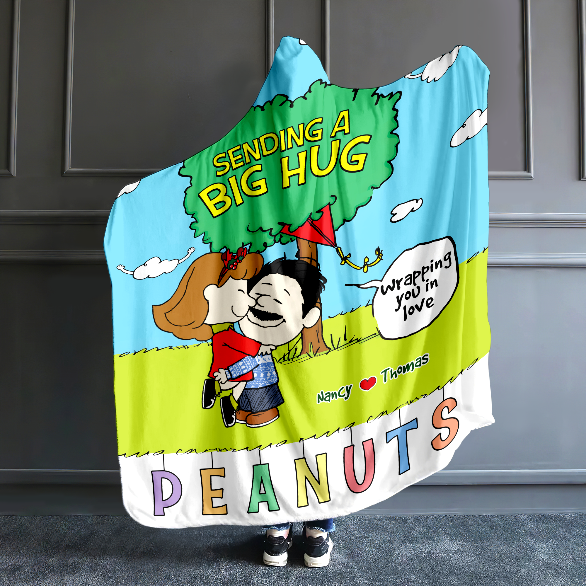 Custom Cartoon Couple Hooded Blanket - Personalized Valentine's Day & Christmas Gift Blanket PopCulturePrints