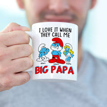 Load image into Gallery viewer, Personalized 'Big Papa' Smurfs Coffee Mug Coffee Mug PopCulturePrints