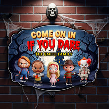 Load image into Gallery viewer, Embrace the Spookiness: Haunted Family Wood Sign - Personalized Gift for Halloween Lovers Wood Sign PopCulturePrints
