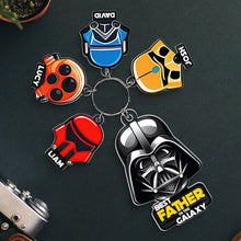 Load image into Gallery viewer, Custom Dad Keychain with Space Themed Charms Keychains PopCulturePrints